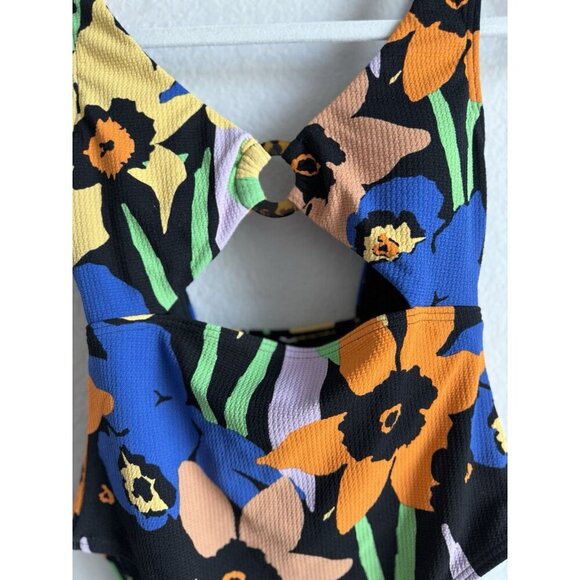 Roxy Women’s Color Jam One Piece Swimsuit Anthracite Flower Jammin Size Small‎ - Picture 15 of 16